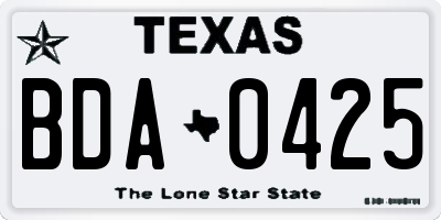 TX license plate BDA0425