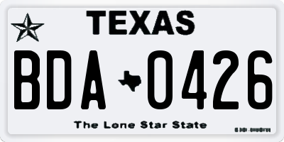 TX license plate BDA0426