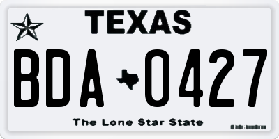 TX license plate BDA0427