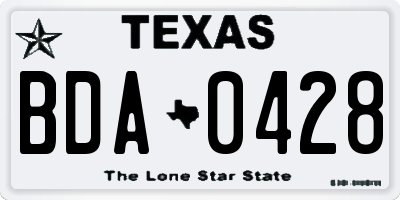 TX license plate BDA0428