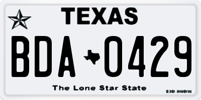 TX license plate BDA0429