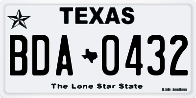 TX license plate BDA0432