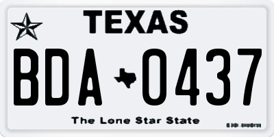 TX license plate BDA0437