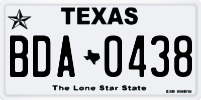 TX license plate BDA0438