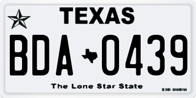 TX license plate BDA0439