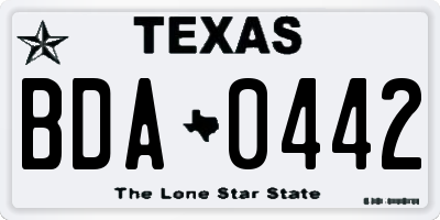 TX license plate BDA0442