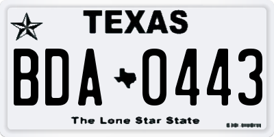 TX license plate BDA0443