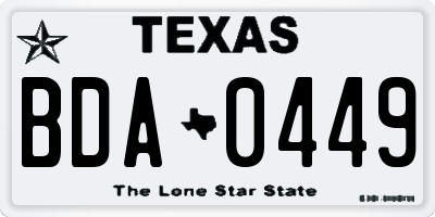 TX license plate BDA0449