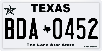 TX license plate BDA0452