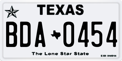 TX license plate BDA0454