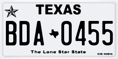 TX license plate BDA0455