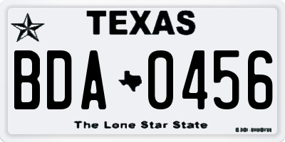 TX license plate BDA0456