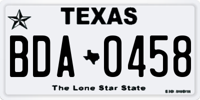TX license plate BDA0458