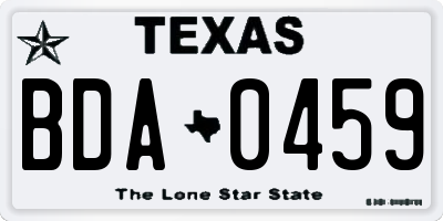 TX license plate BDA0459