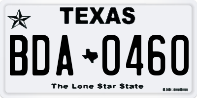 TX license plate BDA0460