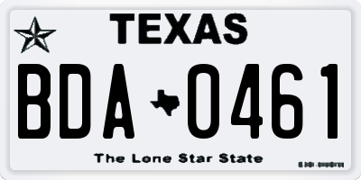 TX license plate BDA0461