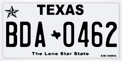 TX license plate BDA0462