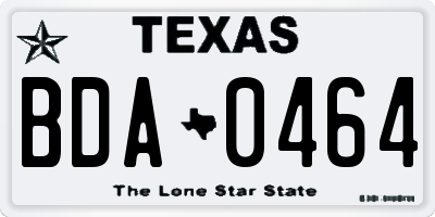 TX license plate BDA0464