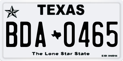 TX license plate BDA0465