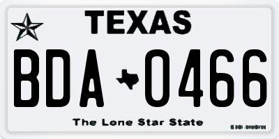 TX license plate BDA0466