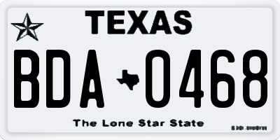 TX license plate BDA0468