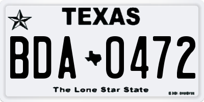 TX license plate BDA0472