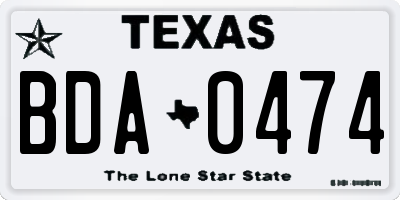 TX license plate BDA0474