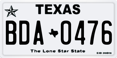 TX license plate BDA0476