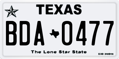 TX license plate BDA0477