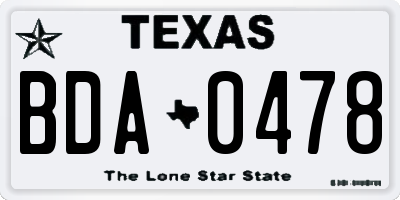 TX license plate BDA0478