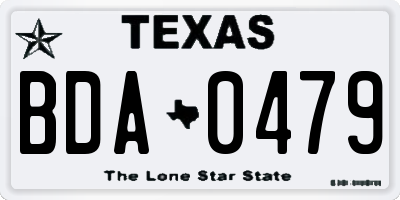 TX license plate BDA0479