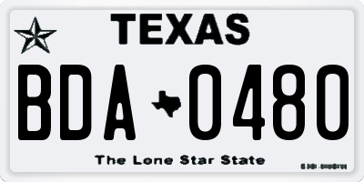 TX license plate BDA0480