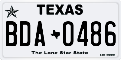 TX license plate BDA0486