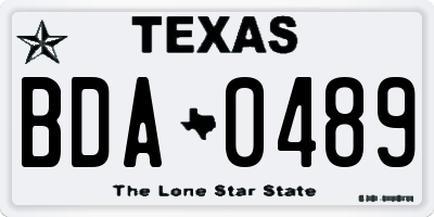 TX license plate BDA0489