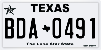 TX license plate BDA0491