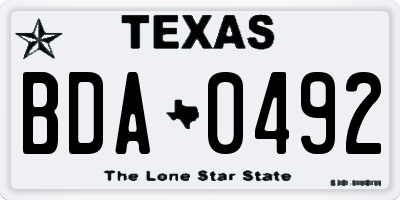 TX license plate BDA0492