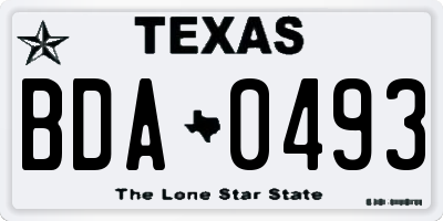 TX license plate BDA0493