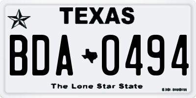TX license plate BDA0494