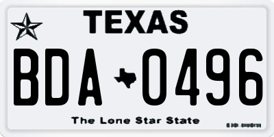 TX license plate BDA0496