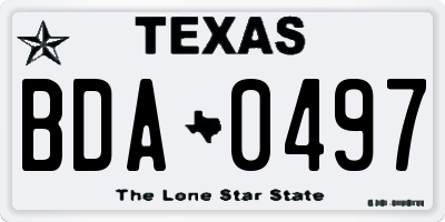 TX license plate BDA0497