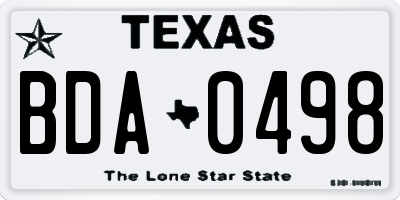 TX license plate BDA0498