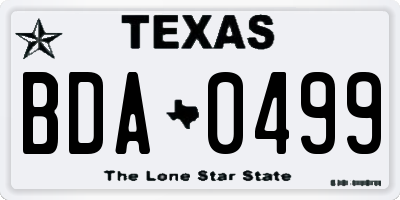 TX license plate BDA0499