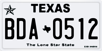 TX license plate BDA0512