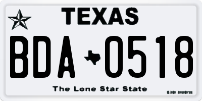 TX license plate BDA0518