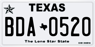 TX license plate BDA0520