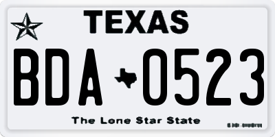 TX license plate BDA0523