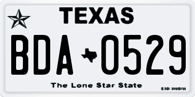 TX license plate BDA0529