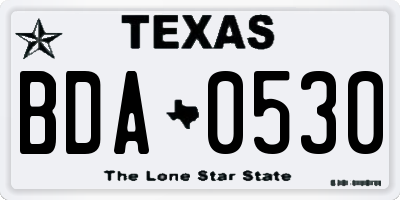 TX license plate BDA0530