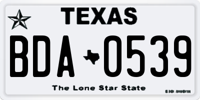 TX license plate BDA0539