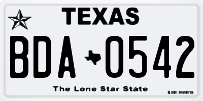 TX license plate BDA0542